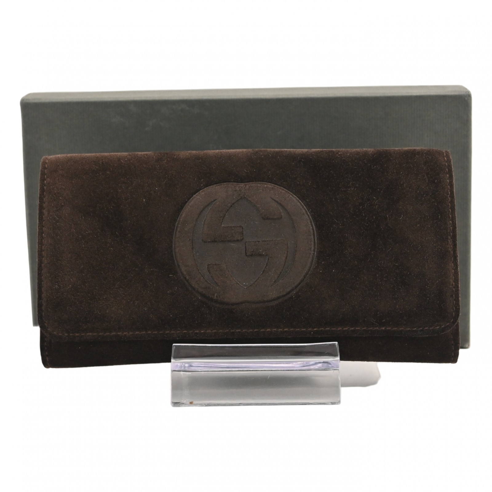 グッチ インターロッキングG スエード 長財布 レザー Bランク gu5709cc