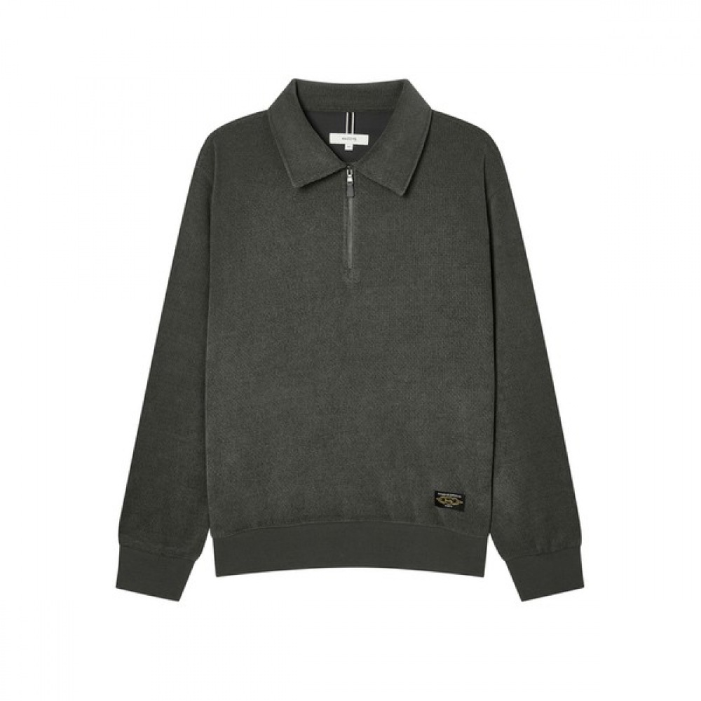 (ヘッジズ) 24FW チャコールニットのような質感のハーフジップアップカラースウェットシャツ HZTS4D603CG