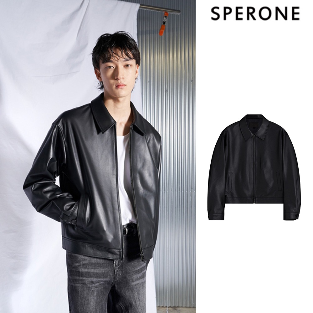 [SPERONE] [Real Leather] Lambskin Overfit Two Way Single Jacket