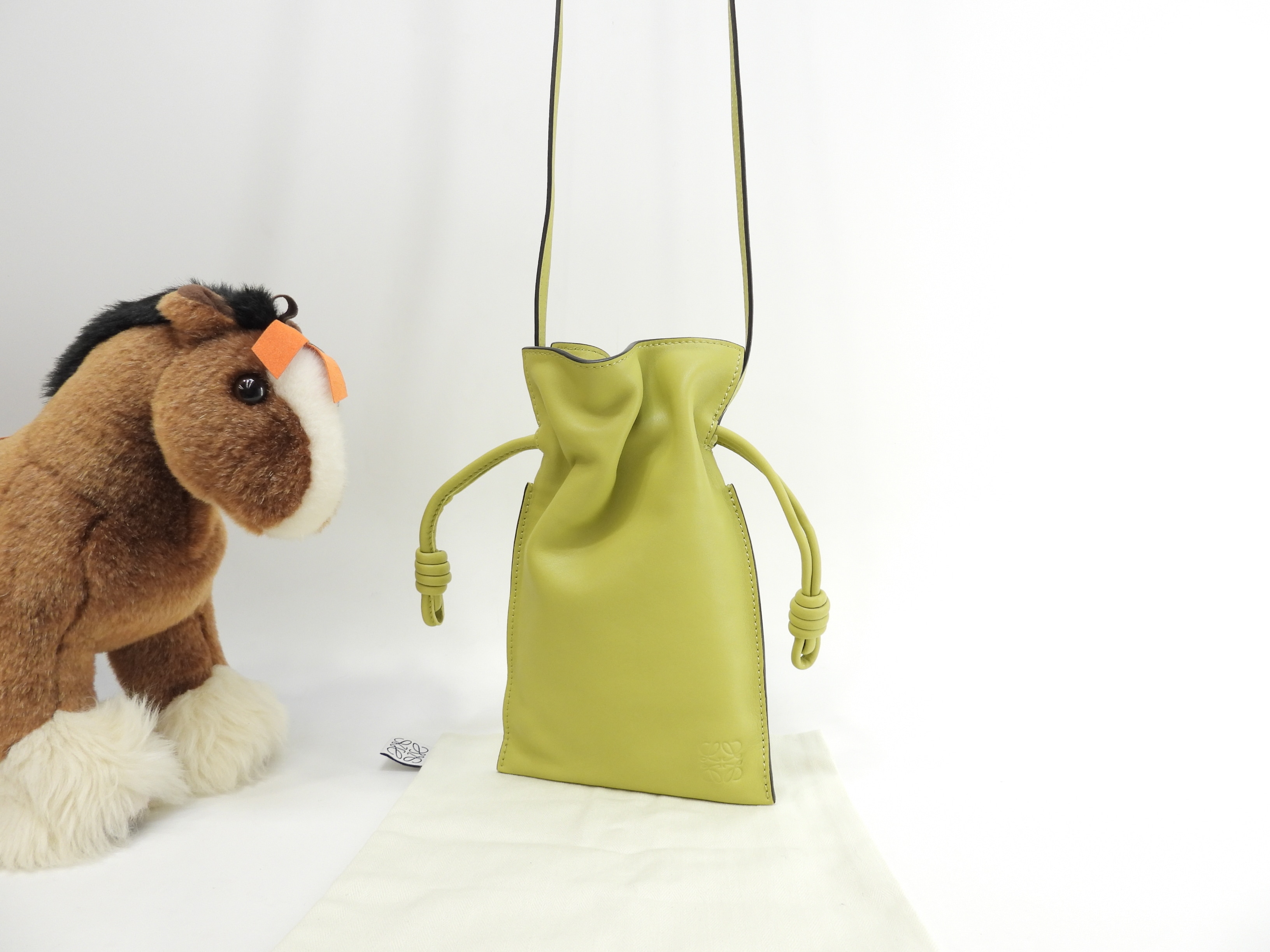 ミニポシェット フラメンコポケット レザー黄 クロスボディバッグ フォンケース 未使用@522145