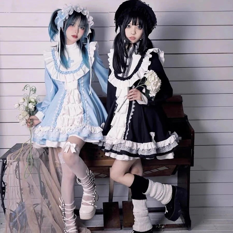 二次元 ロリータナースシスター服ゴシックシスター風OPスカートメイド服