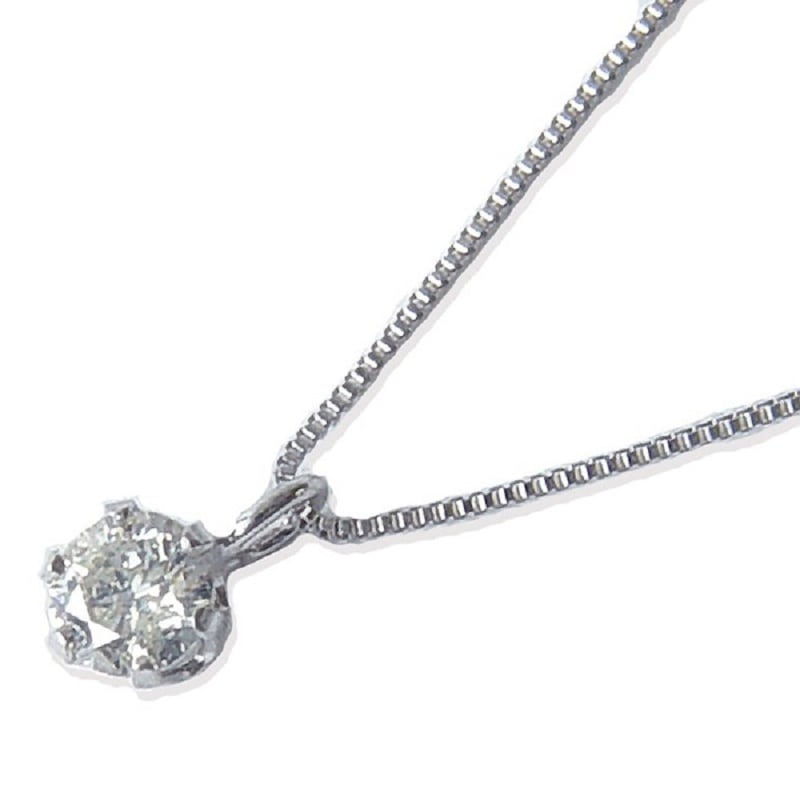 K10WG天然ダイヤモンド ペンダントネックレス 0.15カラットベネチアンチェーン