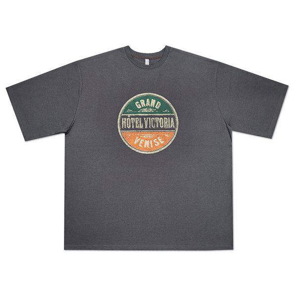 男女共用 ビクトリア ラウンド 半袖 Tシャツ OF-TSH-Q006-チャコール