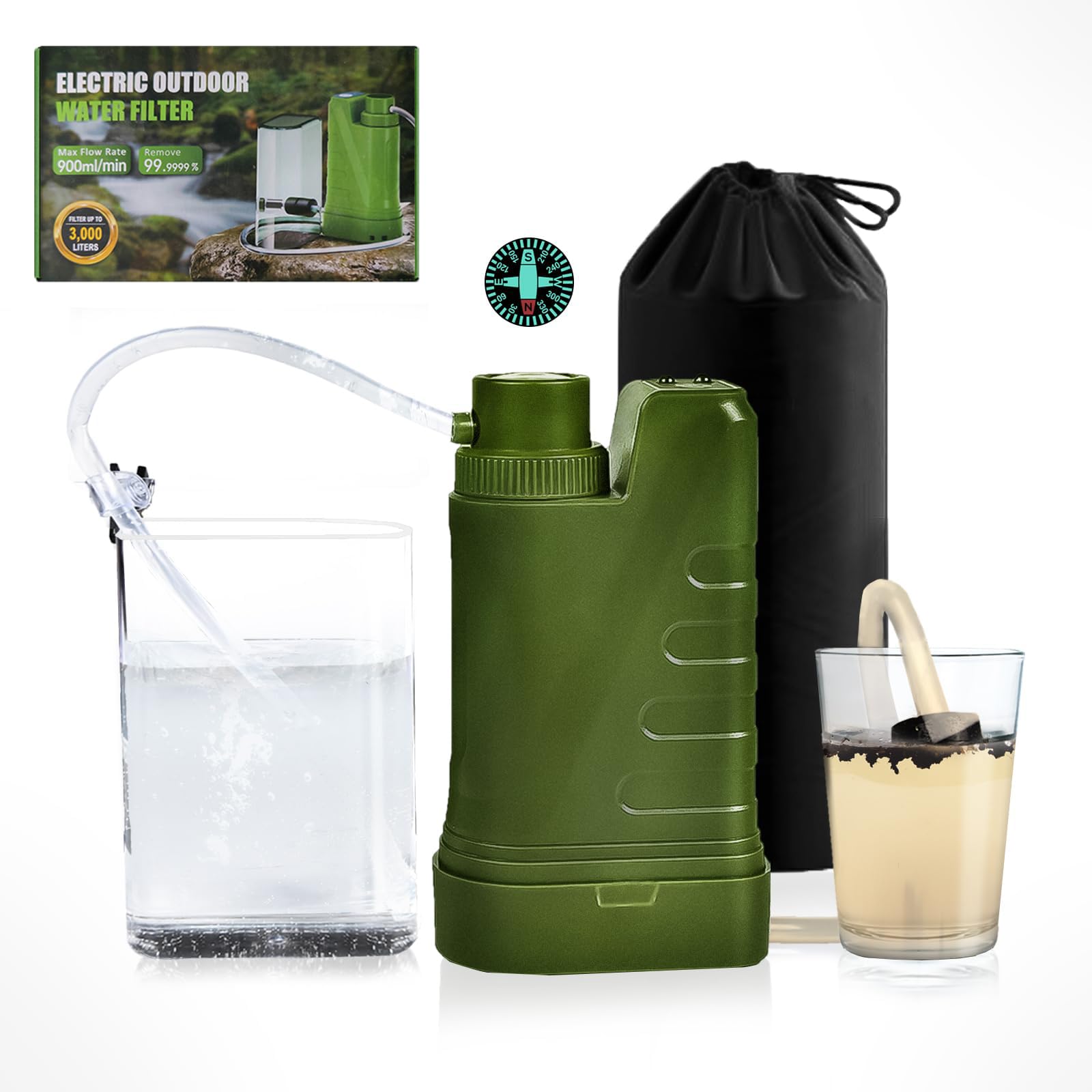 浄水器アウトドア 携帯浄水器 濾過器 USB 電動浄水器 浄水器 災害用浄水器 水濾過 携帯用 濾過器 飲み水 登山 キャンプ 野営 キャンプ用品99.99%の異物 中空繊維UF超高ろ過膜(0.000