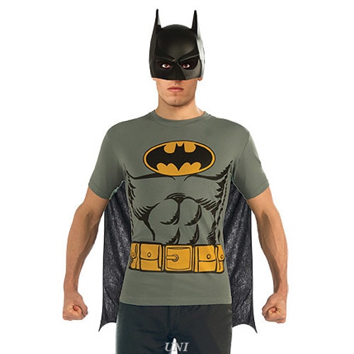 コスプレ 仮装 バットマン Tシャツ L (マスク付き) 【 コスプレ 衣装 ハロウィン 仮装 コスチューム シャツ メンズ DCコミック アメコミ 余興 パーティーグッズ 大人用 男性用 映画キャラ