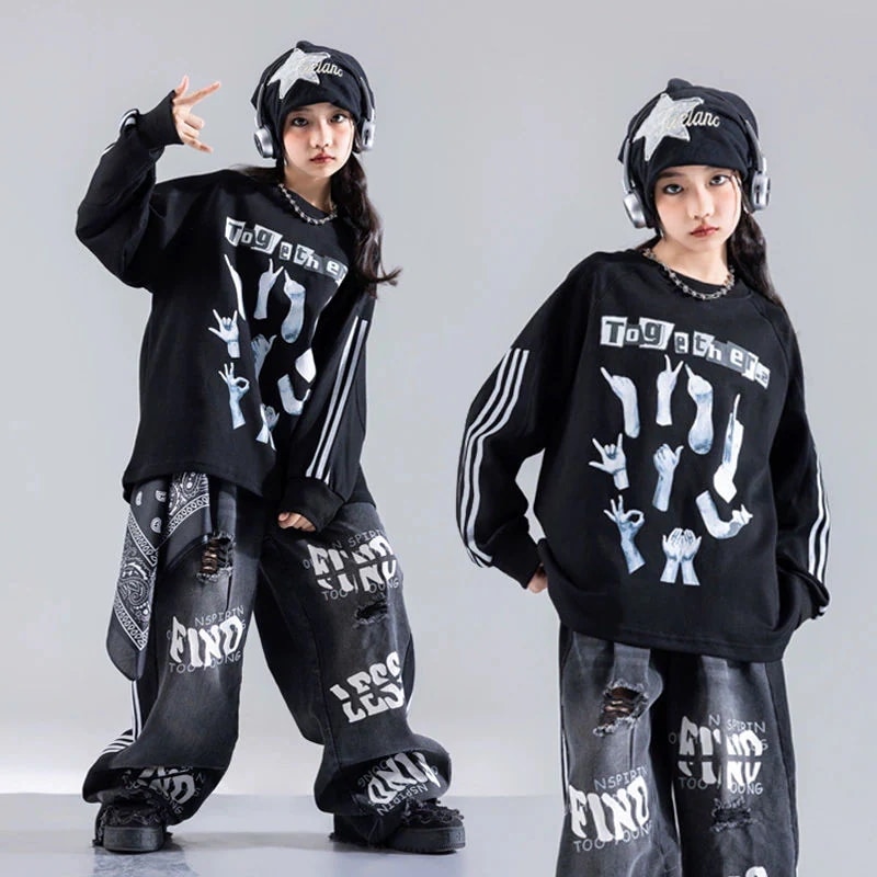 子供のファッション服のセットのジャズダンスの服装のドラムの街のダンスの公演服のhiphopの男の子