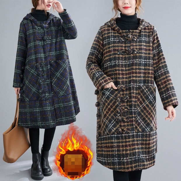 コート チェスターコート ロング レディース アウター 冬 チェック柄 フード付き キルティング