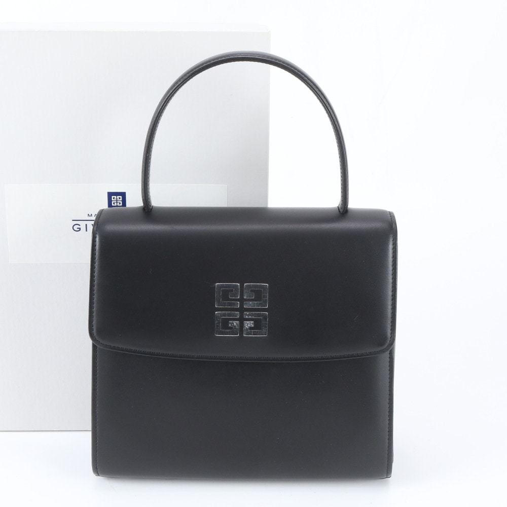 極美品 トップハンドル レザー ハンドバッグ 本革 ブラック 黒 ブランド おしゃれ レディース WWM ED34-4 中古