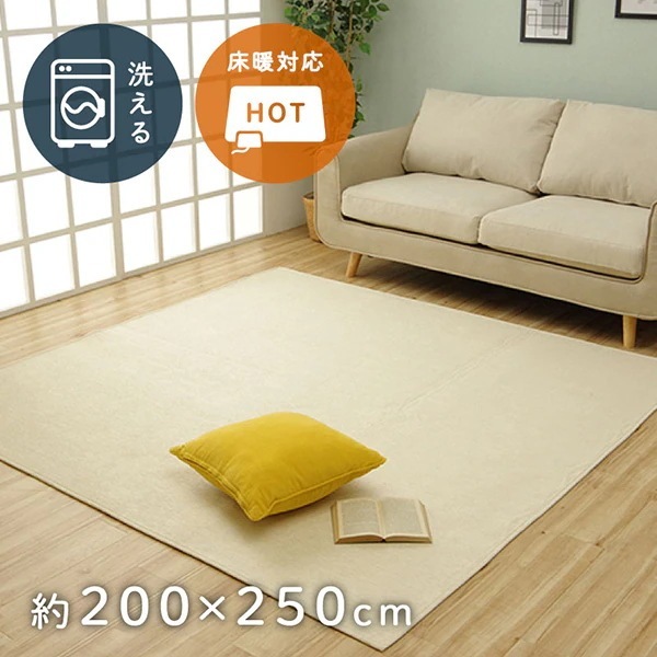 1292340146502 ラグ 洗える 無地カラー モデルノ アイボリー 200×250cm メーカー直送