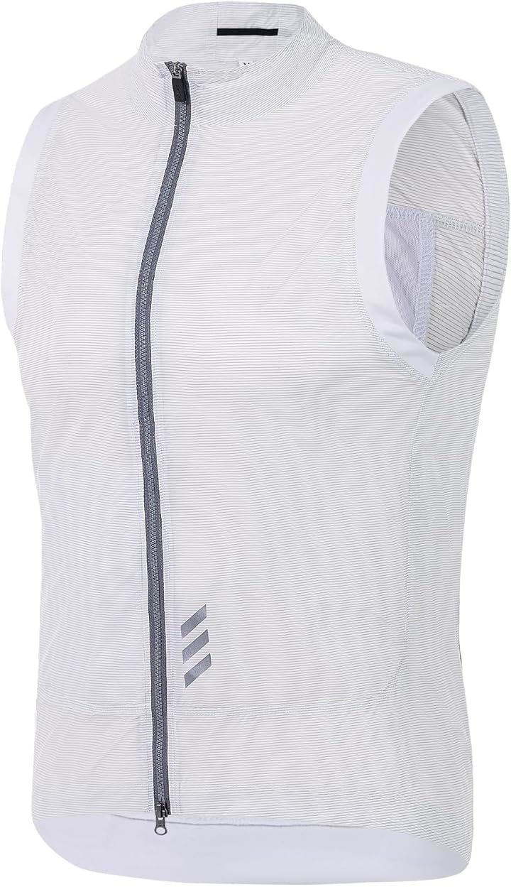 サイクルベスト ウインドブレーカー 春夏 防風 反射(ホワイト, M)