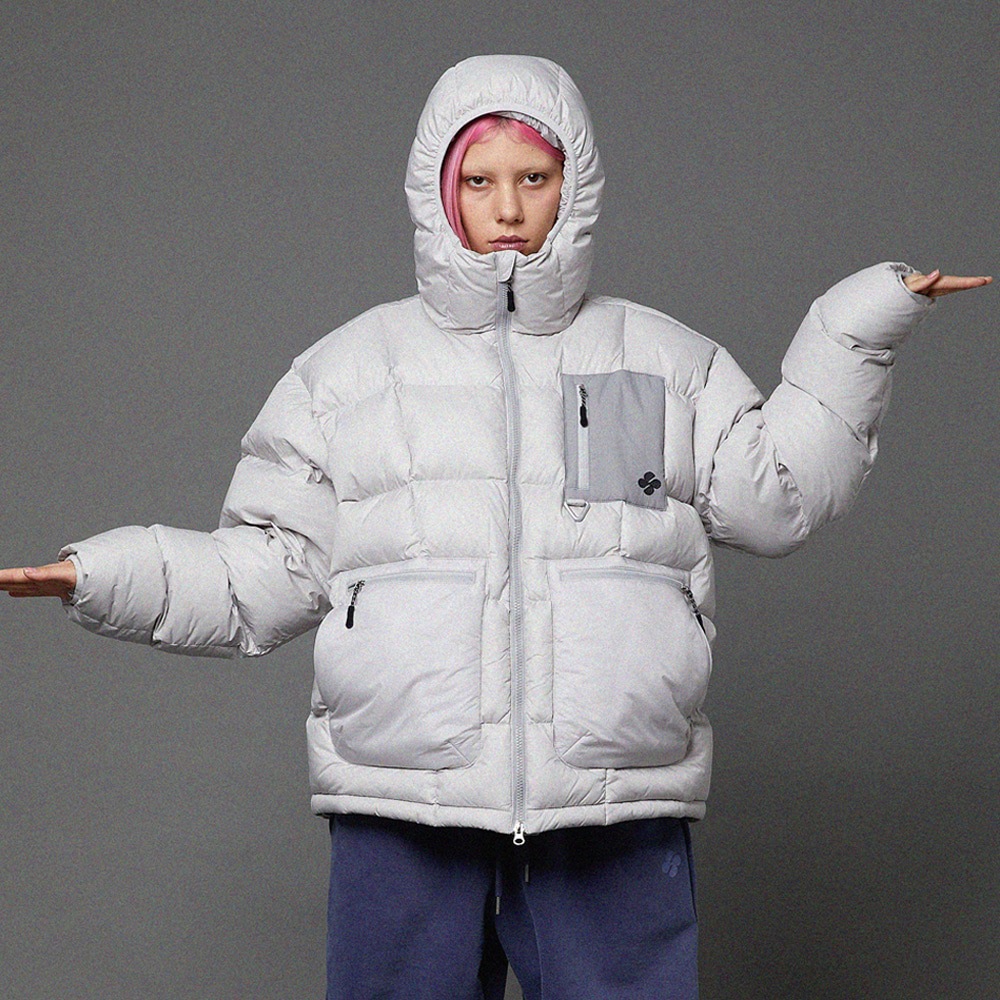 Highneck heavy duckdown short padding LIGHT GREY 14,106円