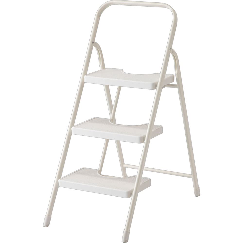 アイリスプラザ(IRIS PLAZA) 折り畳みステップ 3段 KC-7093NL1 ホワイト踏み台 脚立 軽量 幅約41×奥行約73×高さ約95 耐荷重150kg 新生活