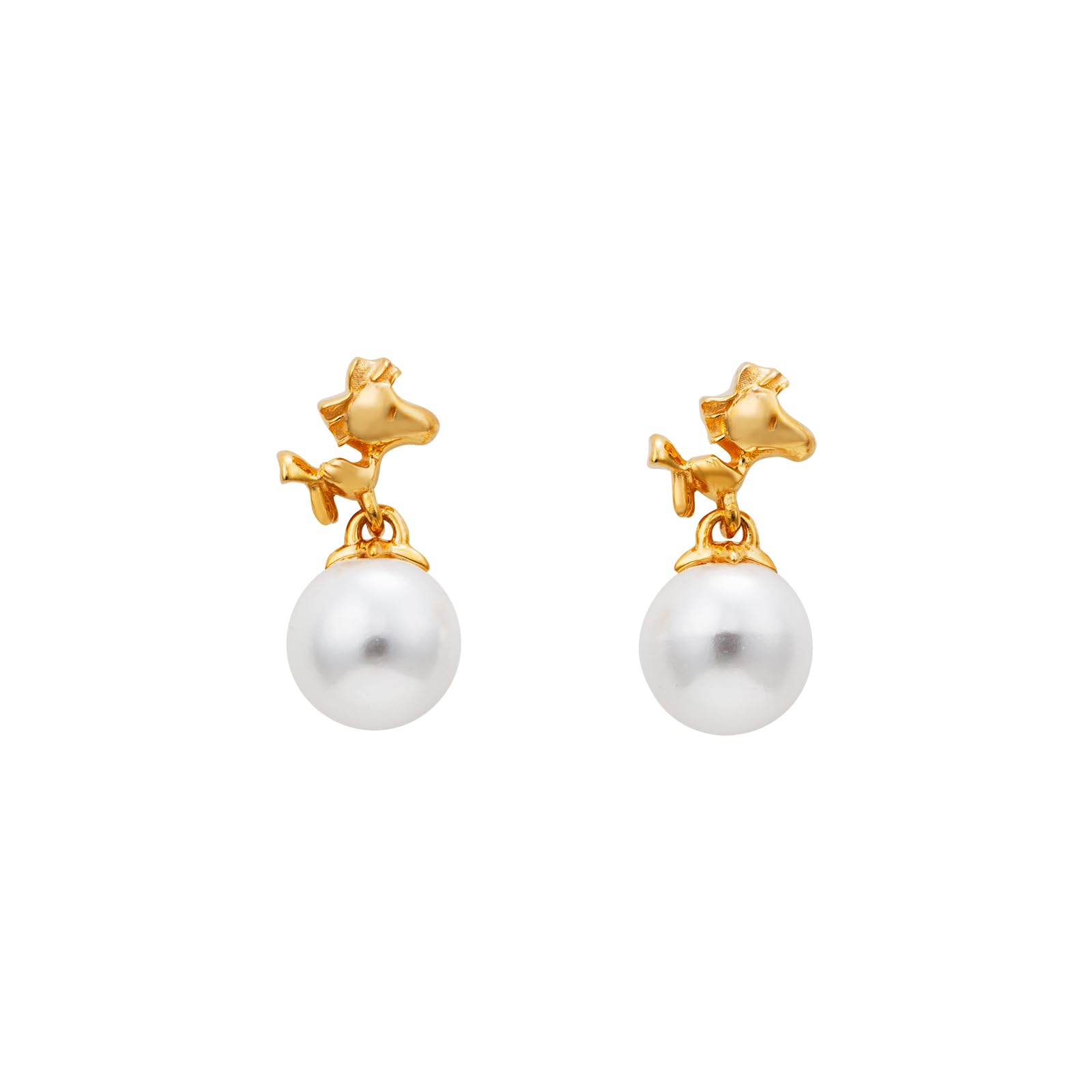 [ ホワイトクローバー ] ウッドストック PEANUTS ピアス 2個/両耳用 シルバー925 Pパール PNT-P004YG