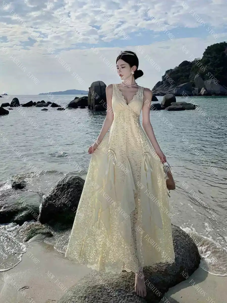 V ネックドレス女性-55