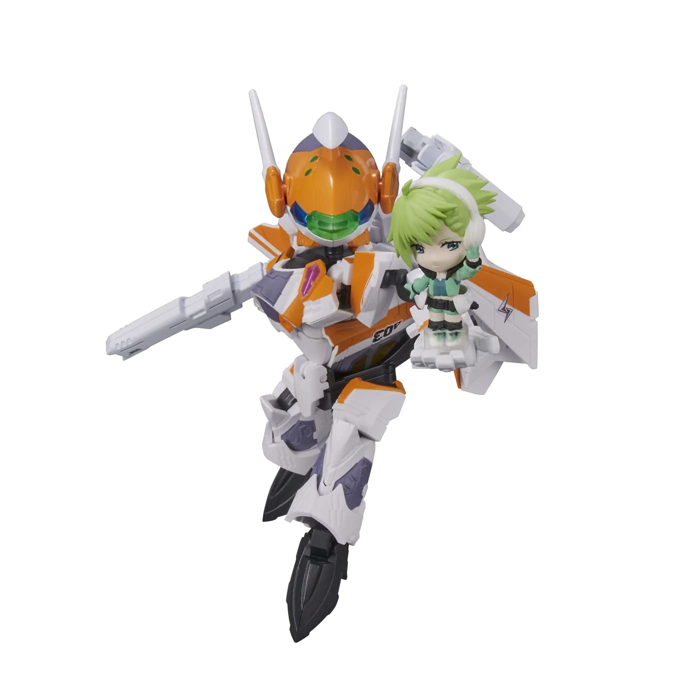 TINY SESSION マクロスΔ VF-31E ジークフリード(チャックマスタング機) with レイナプラウラー 約100mm PVC&ABS製 塗装済み可動フィギュア