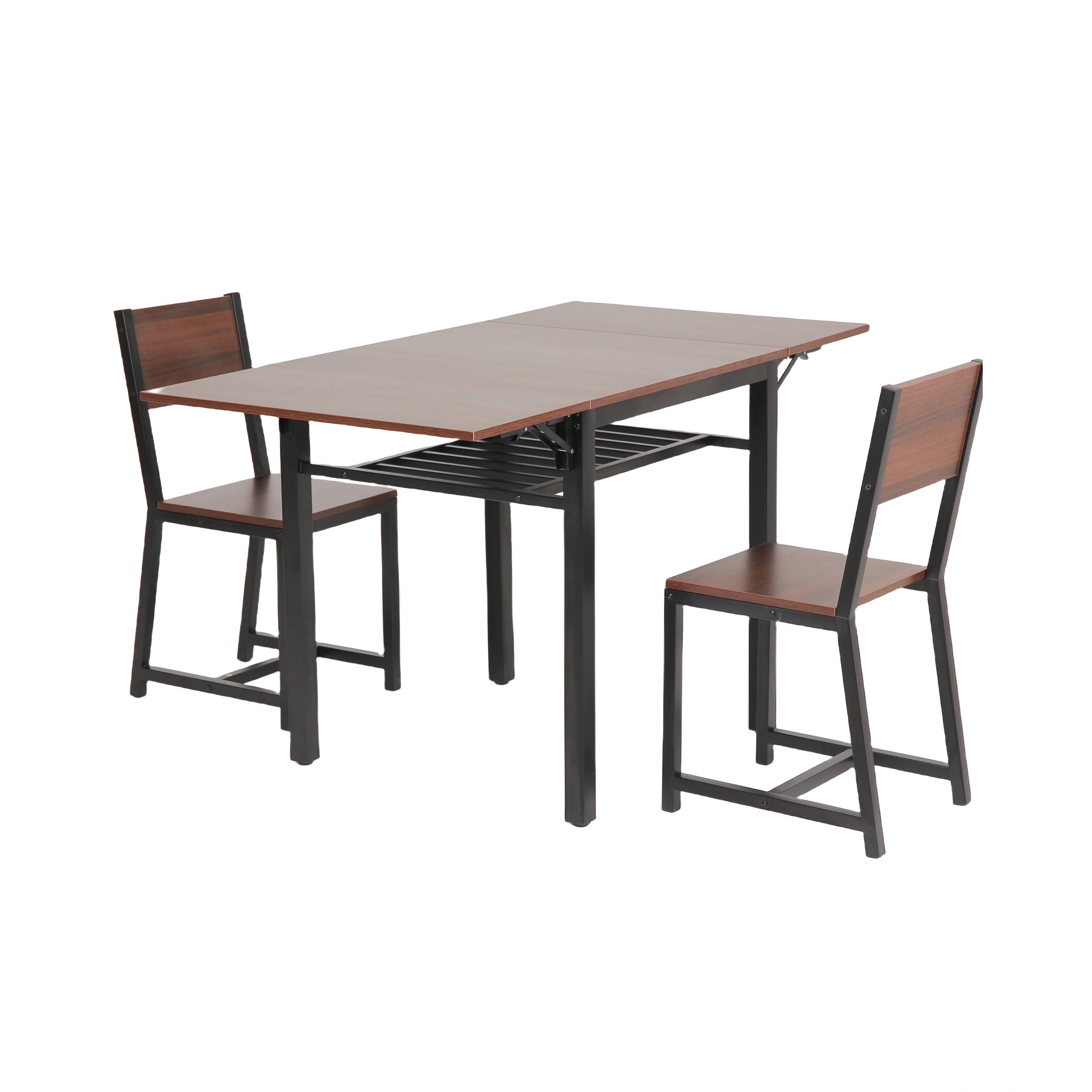 【3点セット】美品です！ダークブラウンのダイニングテーブル＋チェア２つ ダークブラウンのダイニングテーブル＋チェア2つセット