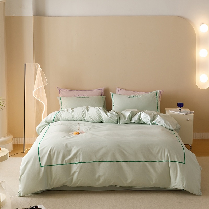 2024綿丸洗いコットンレース4点セットシンプルシーツ布団カバーダブルプラスセット