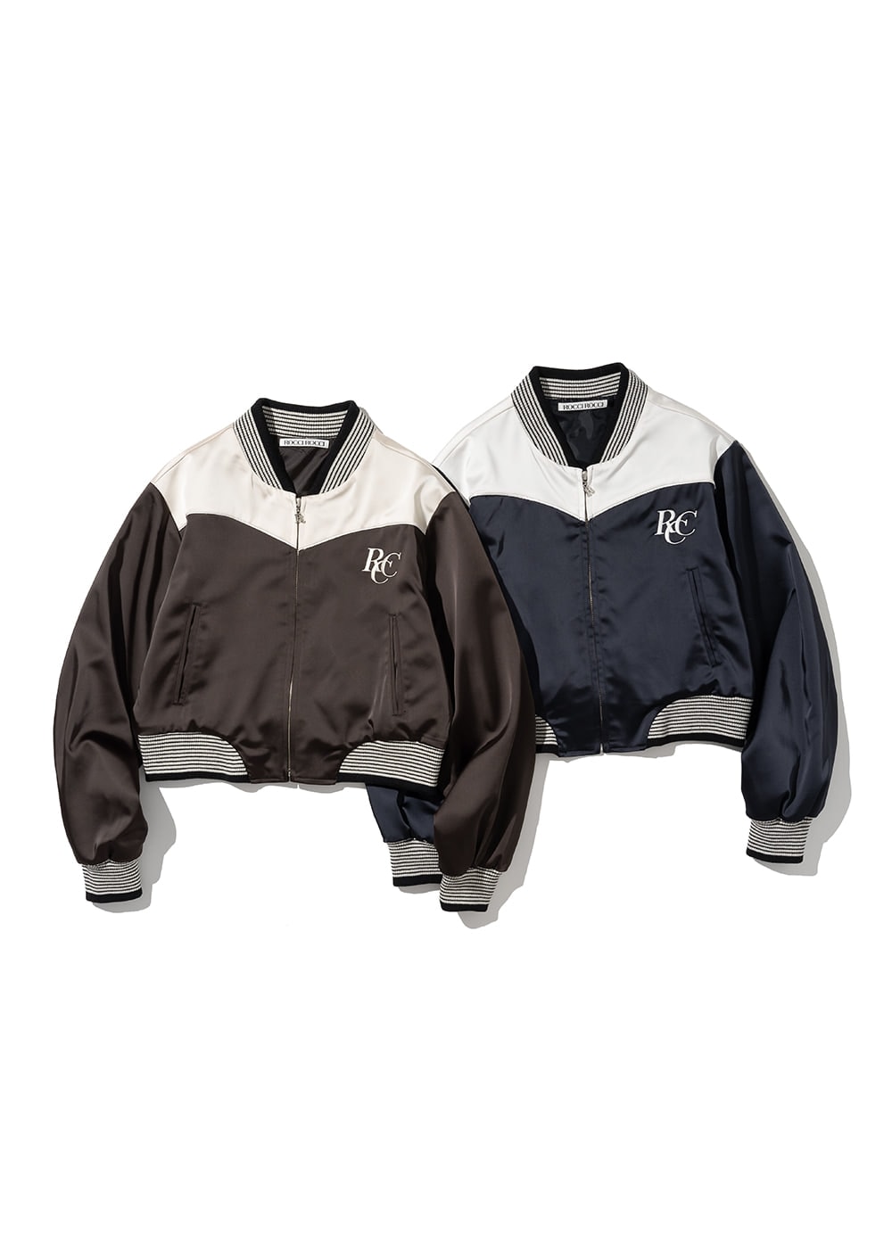 【ROCCI ROCCI】 RCC SATIN VARSITY JACKET : 2COLORS