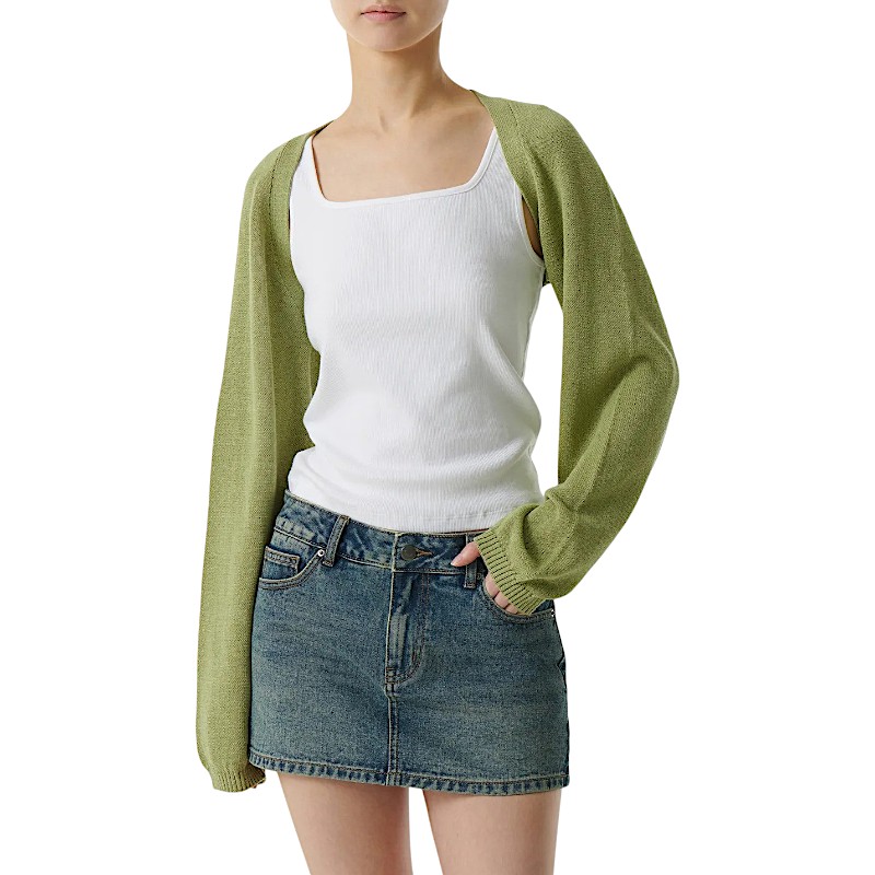 ウィメンズフラットヤーンボレロカーディガン [Light Moss] MWDWC305-IS 可愛い おしゃれ ディリーファッション ガーリールック 韓国ファッション 韓国ブランド