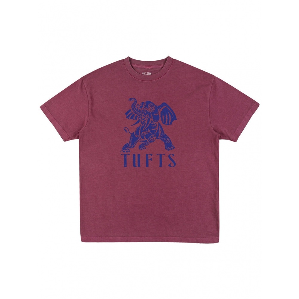 ネイビーチームタフツピグメントショートスリーブ t シャツ (5color)