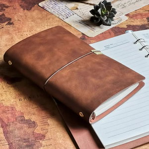 3日以内出荷：Retro A6/A5/B5 Soft Pu Leather Travel Journal Notebook 80 Sheets Loose-leaf Binder Diary Agen