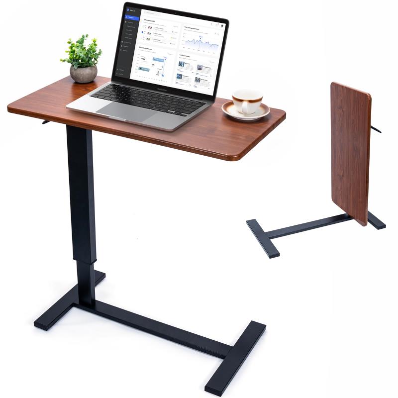 昇降式サイドテーブル 幅80×奥行40cm×高さ67-91cm コンパクト収納 SHUWEI キャスター付き 可移動昇降式デスク 組立簡単 耐荷重20kg 傷・汚れ・水分・熱に強い テレワーク/在宅勤