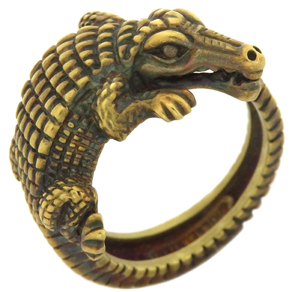 KIESELSTEIN-CORD リング 指輪 アリゲーターモチーフ K18YG イエローゴールド クロコダイル ワニ 750YG 1988 ヴィンテージ 20号【中古】