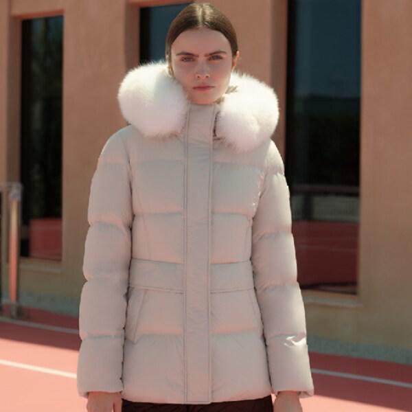 女性ファー フード 軽量 ダウン ジャンパー 6K-82004_US