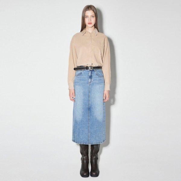 女性デニムロングスカート-DG
