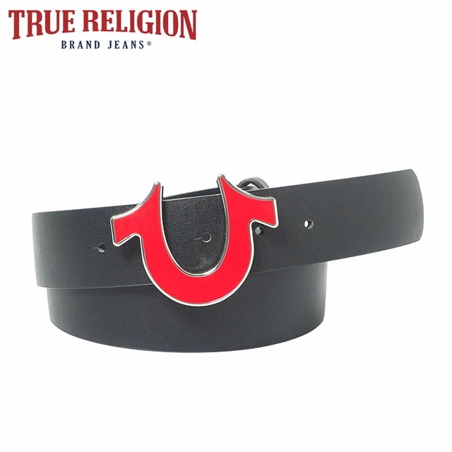 TRUE RELIGION HORSESHOE BUCKLE BELT トゥルーレリジョン ホースシュー ベルト メンズ レディース レザーベルト ブランド バックル ロゴ 馬蹄 シルバー おしゃれ