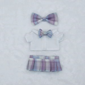 ドール用服　制服　アイドル用服　10cm　15cm　 20cm ぬいぐるみ用服 日常服人形　韓国ファッション　かわいい 　ブルー　ピンクJK制スカート　三点セット