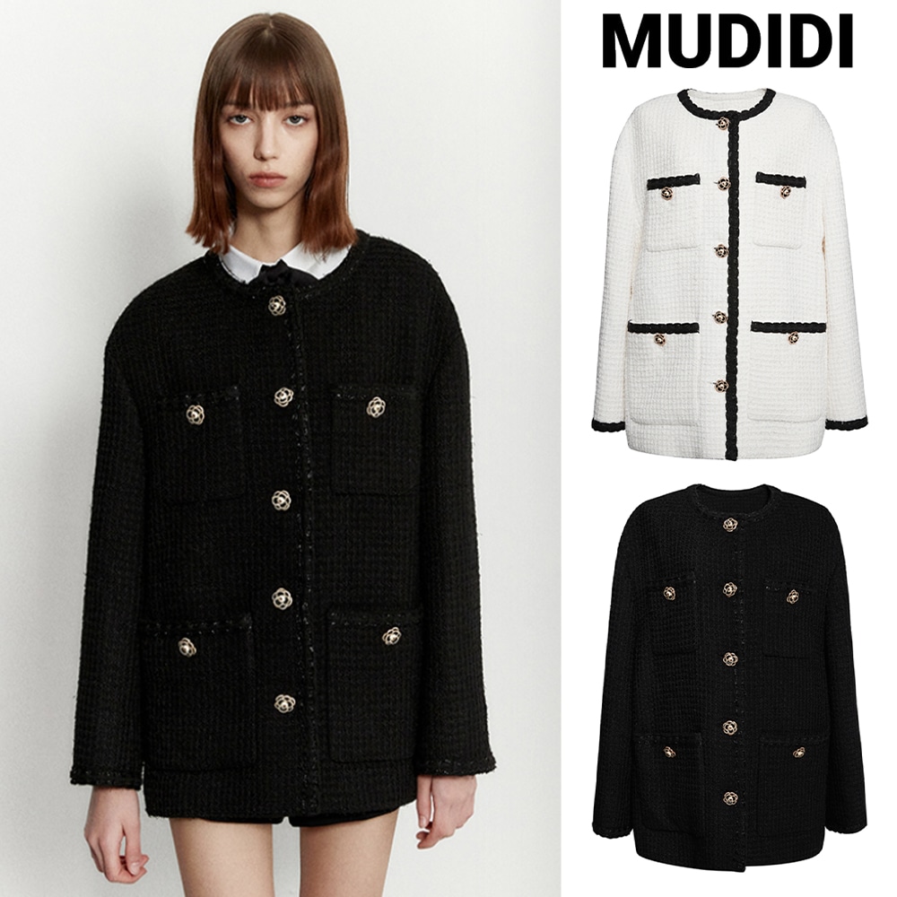 [MUDIDI] Tweed half jacket 002