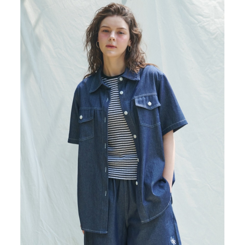 LOSSYROW L&R ブルーシーウォーターデニムシャツディープブルー