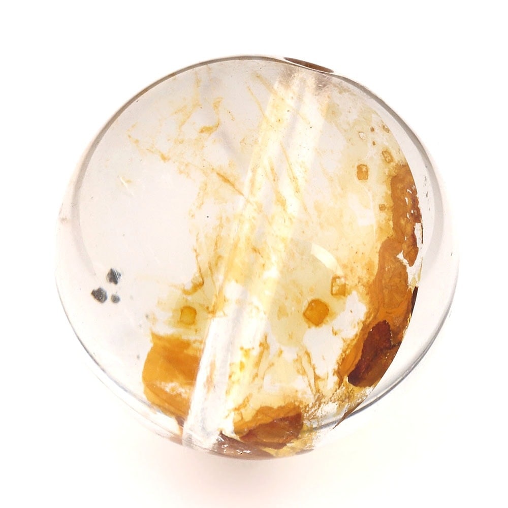 「1点もの 現品」 1粒売り 天然 オーラクォーツ ブラジル産 14mm パワーストーン バラ売り 天然石 パワーストーン ばら売り ビーズ 穴あき 1玉売り アクセサリー パ zz000122-zm