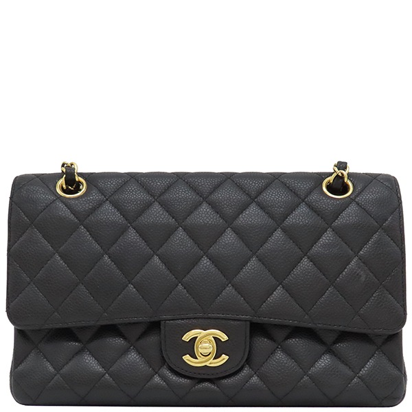 シャネル CHANEL ショルダーバッグ マトラッセ 25 ダブルフラップ ラムスキン ブラック ゴールド金具 黒 ココマーク 19******【中古】