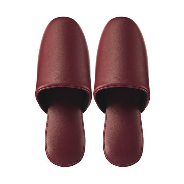 （まとめ） TANOSEE最高級レザー調スリッパ 吊り込み ワイン 1足 [x5セット]