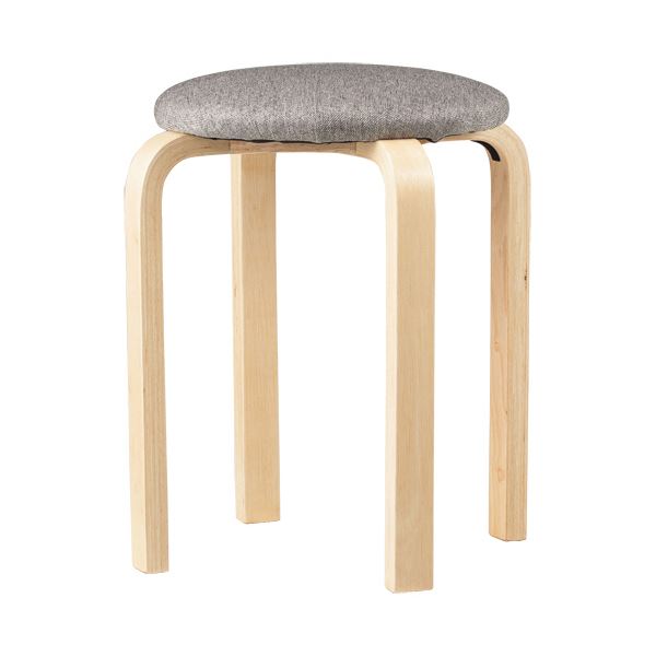 （まとめ）アスト 木製ラウンドスツール クッション付 グレー 1脚 (×3セット)
