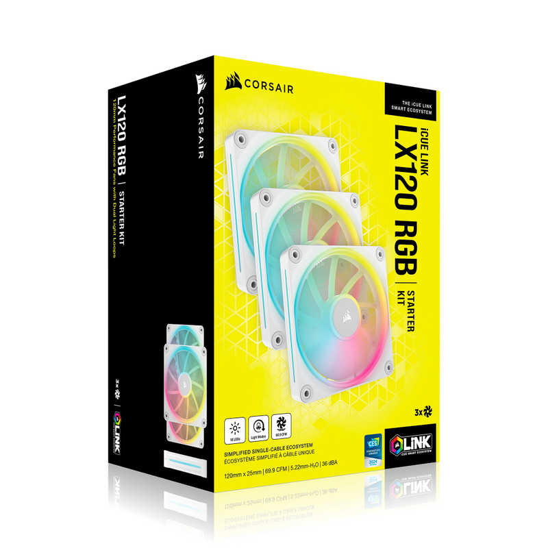 コルセア　CORSAIR　iCUE LINK LX120 RGB WHITE Triple Fans Starter Kit　CO-9051030-WW