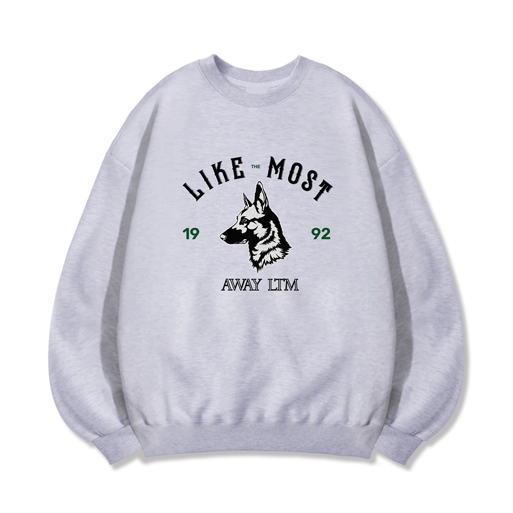 LIKE THE MOST 92シェパードオーバーフィットスウェットシャツホワイトメランジ