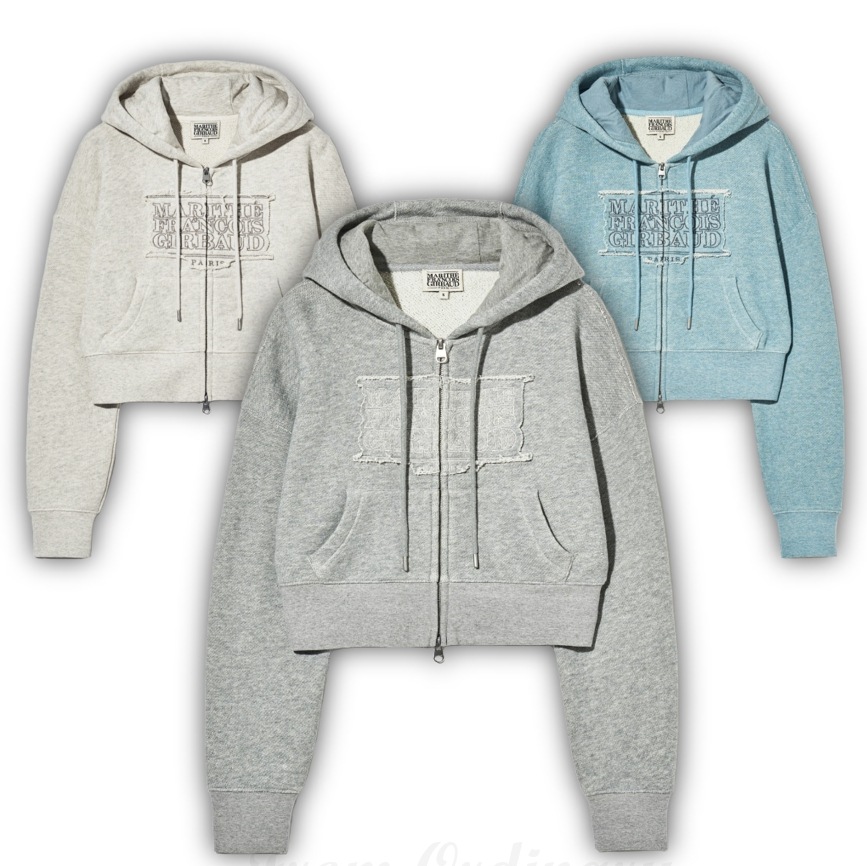 W CLASSIC LOGO MELANGE CROP HOODIE ZIPUP (MFG45SHD101)