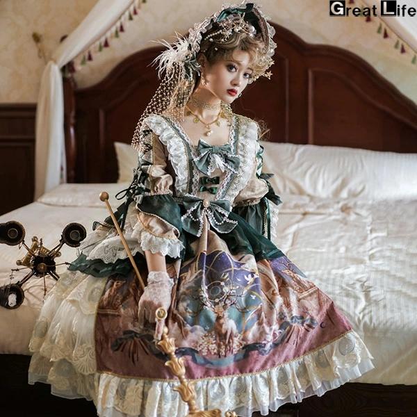 ロリータ ワンピース ゴスロリ コスプレ メイド服 ゴスロリ ロリータ ワンピース メイド セット レディース 本格 アニメ 森ガール ロリータ 大きいサイズ ドレス