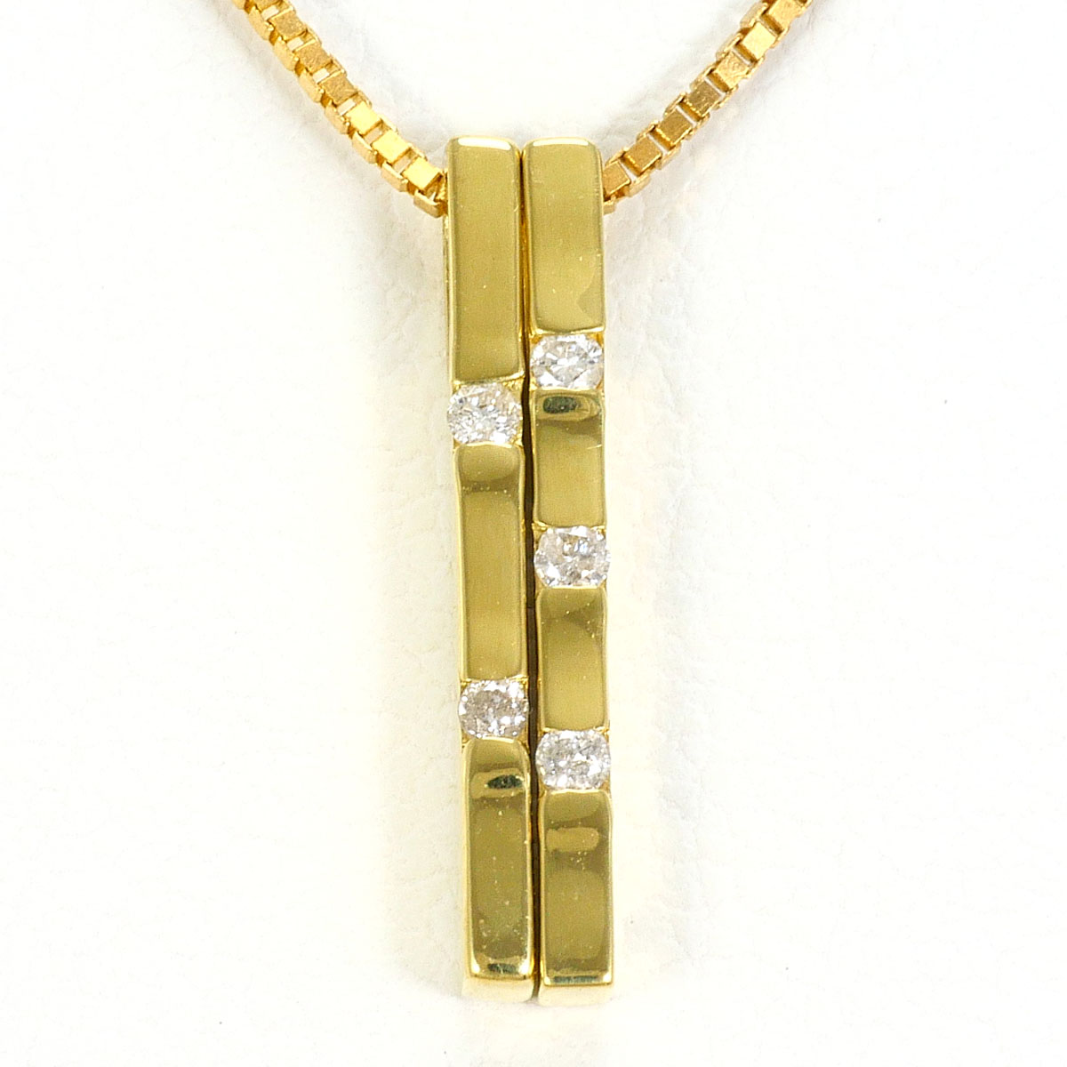 K18 18金 YG イエローゴールド ネックレス ダイヤモンド（ct刻印なし） 総重量約3.3g 約40cm 中古