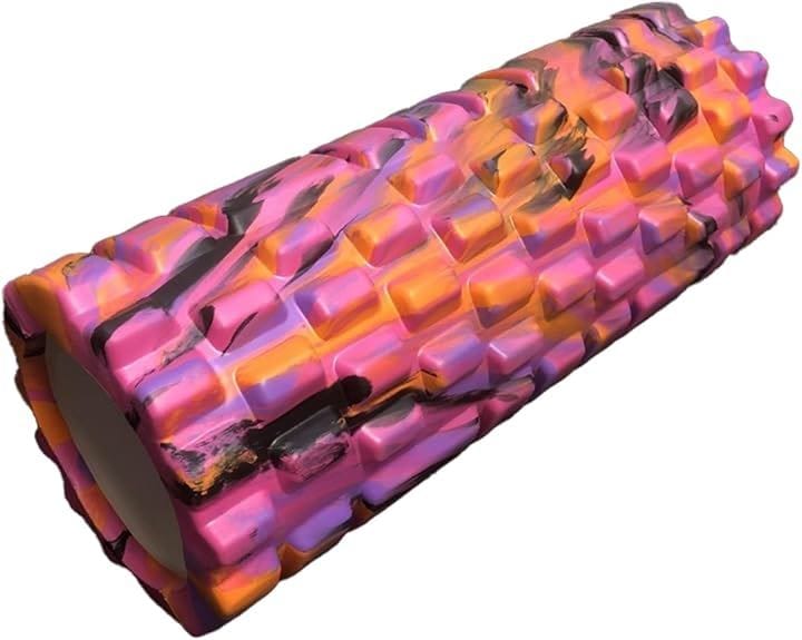 筋膜リリース フォームローラー スポーツケア用品 脇の下 太もも 背中 ほぐし 首コリ解消(ローズレッドxブラック)