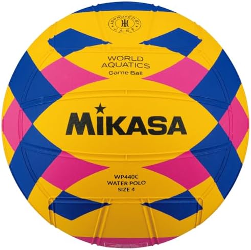 ミカサ(MIKASA) ウォーターポロ 水球 国際水泳連盟 公認球 検定球 4号 (女子用・一般・社会人・大学・高校・中学男子用)発泡ゴム 黄/青/ピンク WP440C 推奨内圧0.460-53...