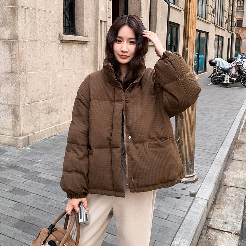 カレー気質襟ショートコットンジャケット2024新しい小さな人々のパンの服を厚く綿コート綿ジャケットジャケット