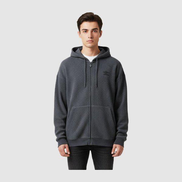 ワッフルダイイングフード付きジャケット UR121CFT22-OBL0