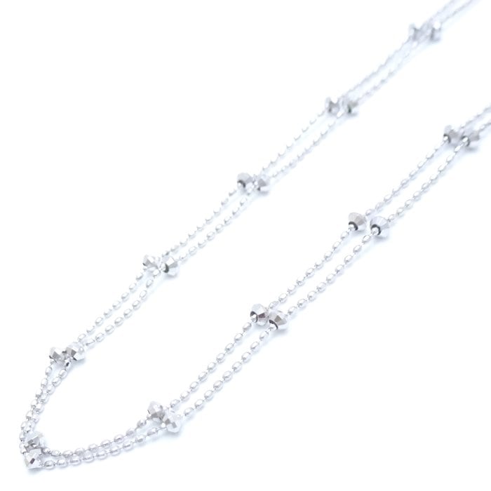 2連 ネックレス カットボール 46cm K18WG ホワイトゴールド/75793【中古】