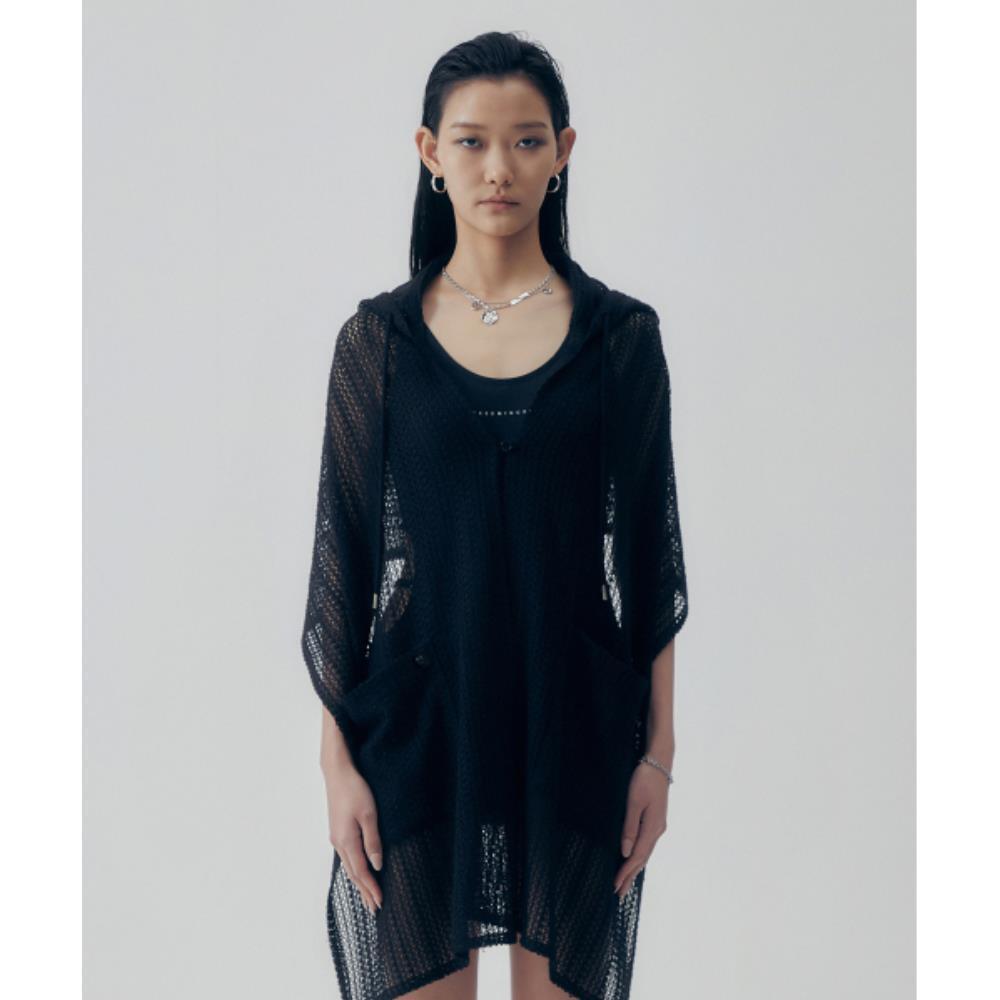 TREEMINGBIRD Lace Coverup Hoodie Black TM2535PO001MBB 10,715円