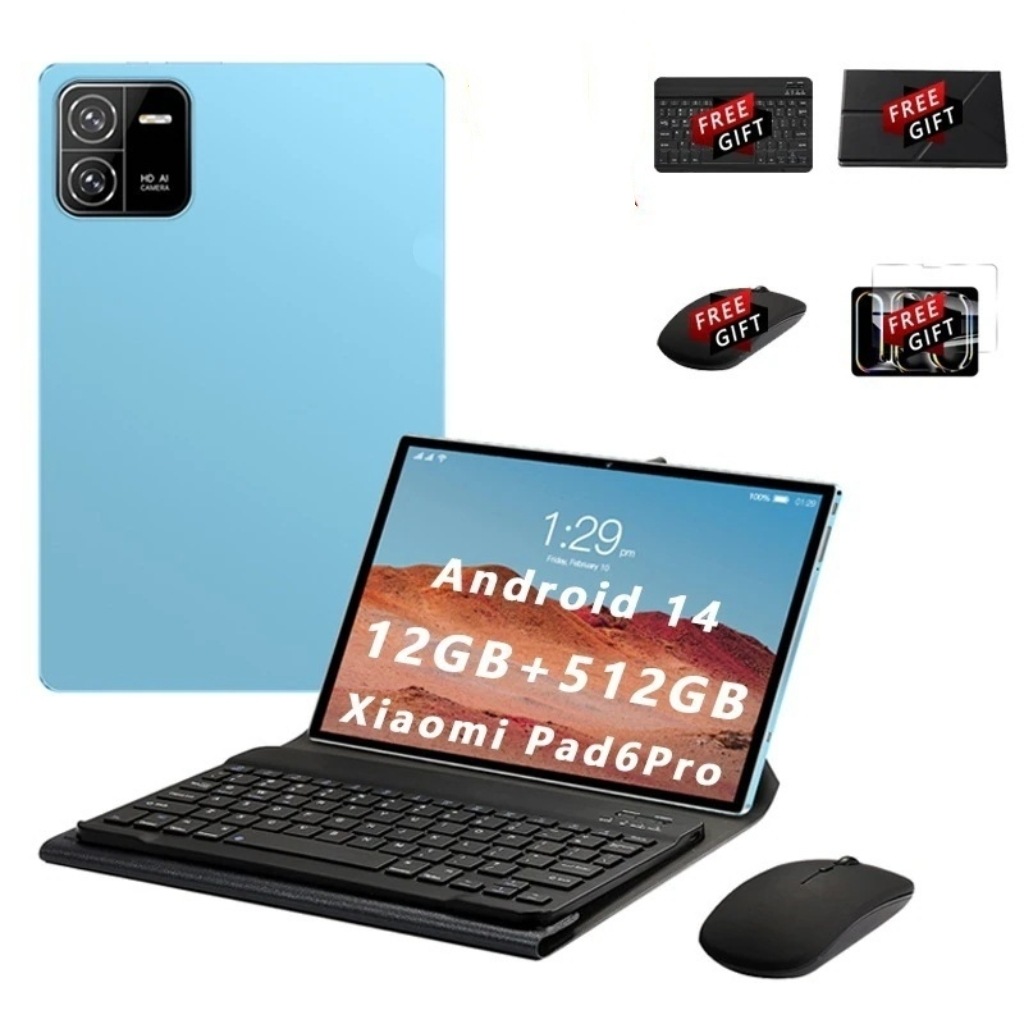 タブレットPC 10.1インチ Pad6pro Android14 12GB+512GB 2560*1600解像度 動画視聴 ゲーム 2024新品 プレゼント
