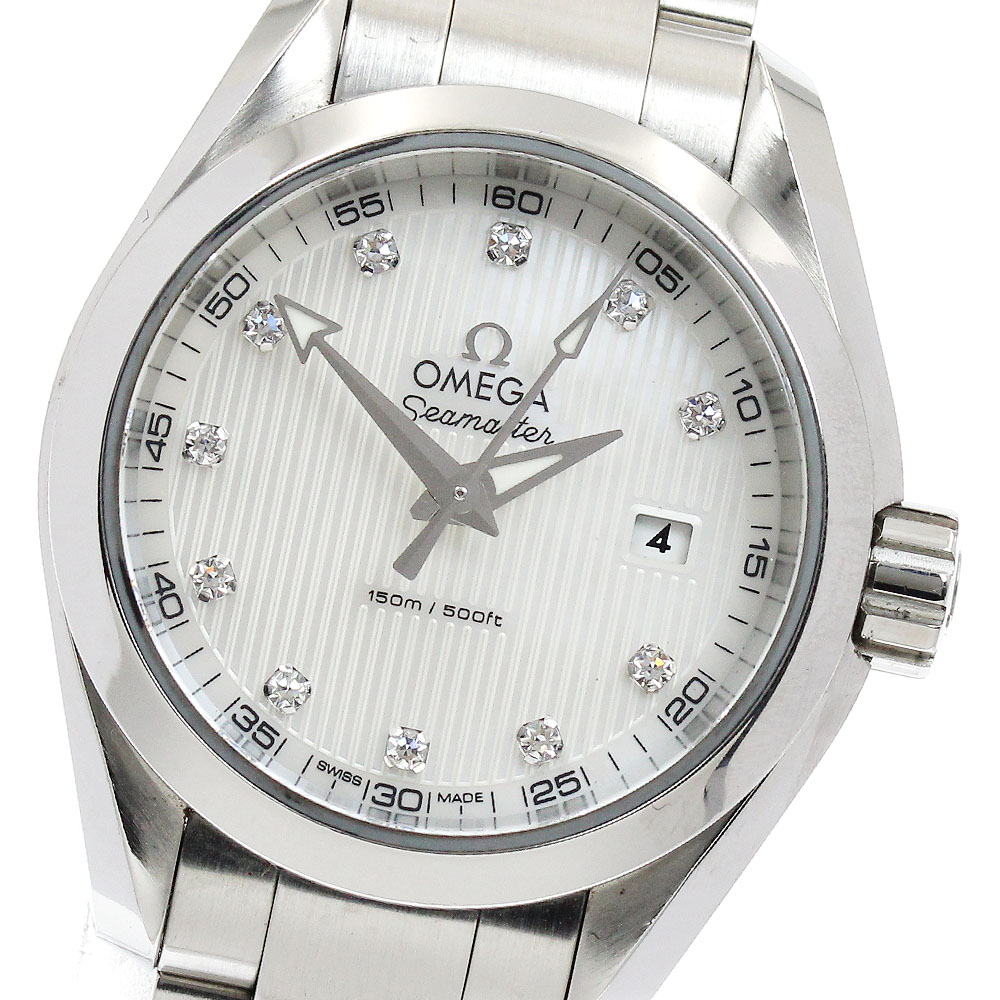 オメガ OMEGA 231.10.30.60.55.001 シーマスター アクアテラ 11Pダイヤ デイト クォーツ レディース 保証書付き_922064【中古】